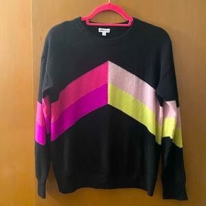 Minnie Rose Cashmere Sweater with Neon Chevron Intarsia